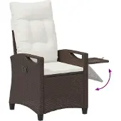 vidaXL Ligstoel voor Tuin Bruin en Crème 56 x 60 x 112 cm poly rattan