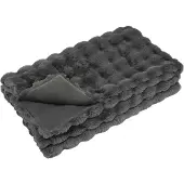 vidaXL Antislip deken van imitatie konijnenbont Olite 4 st Donkergrijs