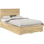 vidaXL Bedframe met lade Sonoma Eik 120 x 200 cm Bewerkt hout