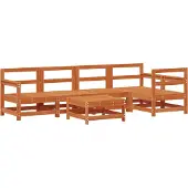 vidaXL Tuin loungeset 6 st Waskleur Bruin Massief grenenhout