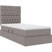 vidaXL LED opbergbed met matras Taupe 100 x 200 cm Stof