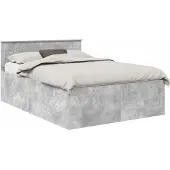 vidaXL Bedframe met hoofdeinde Beton Grijs 150 x 200 cm Bewerkt hout