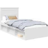 vidaXL Bedframe met hoofdeinde Wit 100 x 200 cm Massief grenenhout