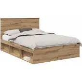 vidaXL Bedframe Ambachtelijk Eiken 140 x 190 cm Massief grenenhout