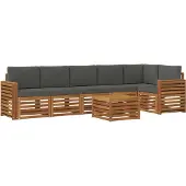 vidaXL Buiten bank set 7 st Natuurlijk en Antraciet Polyester