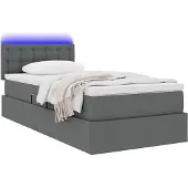 vidaXL LED opbergbed met matras Donkergrijs 90 x 200 cm Stof