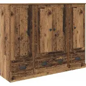 vidaXL Highboard 3 pcs Oud Hout 132 x 35,5 x 103,5 cm Bewerkt hout