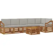 vidaXL Buiten bank set 7 st Natuurlijk en Licht Grijs Polyester