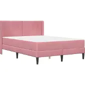 vidaXL Bedframe met matras met hoofdeinde Roze 140 x 200 cm Fluweel