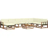 vidaXL Buiten bank set 9 st Natuurlijk en Crème Massief Acacia Hout