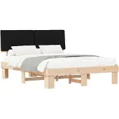 vidaXL Bedframe met Gevoerde Hoofdbord Zwart 160 x 200 cm