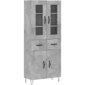 vidaXL Hoge kast 69,5x34x180 cm bewerkt hout betongrijs