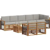 vidaXL Buiten bank set 9 st Natuurlijk en Licht Grijs Polyester