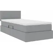 vidaXL Opbergbed met matras Lichtgrijs 90 x 200 cm fluweel