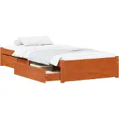 vidaXL Bedframe met lade met opslag 3 st Wasbruin Grenenhout