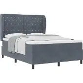 vidaXL Boxspring bed met matras Donkergrijs 190 x 140 cm Fluweel