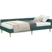 vidaXL Hoekbedframe met Matras Anders met hoofdeinde 2 st Groen Stof