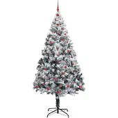 vidaXL Kunstkerstboom met 300 LED Wit 240 cm PVC en Staal en Kunststof