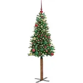 vidaXL Slanke Kerstboom Groen 150 cm PVC en massief dennenhout