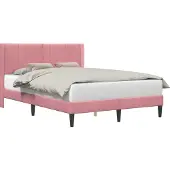 vidaXL Bedframe met hoofdeinde Roze 140 x 190 cm Fluweel