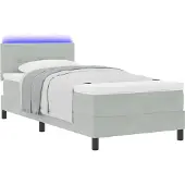 vidaXL LED Box Spring Bed Lichtgrijs 90 x 190 cm Fluweel