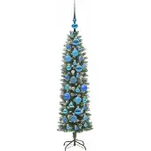 vidaXL Kunstmatige slanke kerstboom Groen en Wit 120 cm