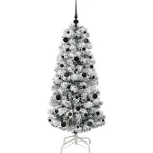 vidaXL Kunstmatige Hinged Kerstboom 150 LED's Groen en Wit 150 cm