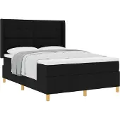 vidaXL Boxspring bed met hoofdeinde Zwart 160 x 200 cm Stof