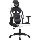 vidaXL Massage gamestoel kunstleer zwart en wit