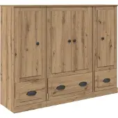 vidaXL Highboard 3 st Artisan Eiken 132 x 35,5 x 103,5 cm Bewerkt hout