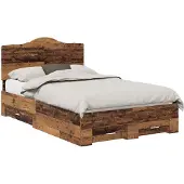 vidaXL Bedframe met lade met opslag Oudhout 120 x 190 cm Bewerkt hout