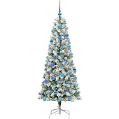 vidaXL Kunstmatige Hinged Kerstboom 300 LED's Groen en Wit 180 cm