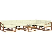 vidaXL Buiten bank set 9 st Natuurlijk en Crème Massief Acacia Hout