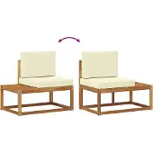 vidaXL Buiten bank set 3 st Naturel Massief Acacia Hout en Polyester