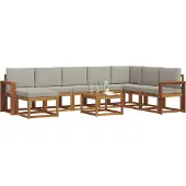 vidaXL Buiten bank set 9 st Natuurlijk en Licht Grijs