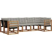 vidaXL Buiten bank set 7 st Natuurlijk en Licht Grijs