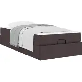 vidaXL Bedframe met matras 2 st Tan Stof