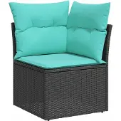 vidaXL 8-delige tuinmeubelset met kussens, grijs, polyrotan, acaciahout