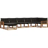 vidaXL Buiten bank set 7 st Natuurlijk en zwart Massief Acacia Hout