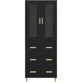 vidaXL Highboard met lade Zwart Eiken 69,5 x 34 x 180 cm