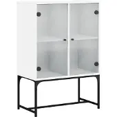 vidaXL Bijzetkast met glazen deuren 69x37x100 cm wit