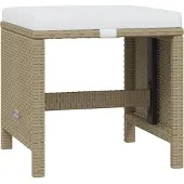 vidaXL 17-delige tuinset met kussens, gemaakt van polyrotan, kleur beige