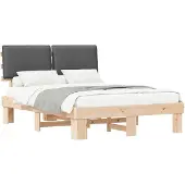 vidaXL Bedframe met Gevoerde Hoofdbord Donkergrijs 150 x 200 cm
