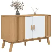 vidaXL Dressoir OLDEN 114x43x73,5 cm massief grenenhout wit en bruin