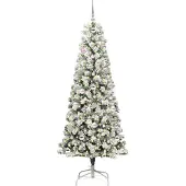 vidaXL Kunstmatige Hinged Kerstboom 300 LED's Groen en Wit 180 cm