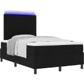 vidaXL Boxspringbed met matras, zwart, met LED-verlichting, 120 x 190 cm, gestoffeerd