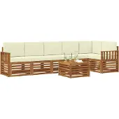 vidaXL Buiten bank set 7 st Natuurlijk en Crème Polyester