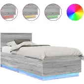 vidaXL Bedframe met hoofdeinde Grijs Sonoma 100 x 200 cm Bewerkt hout
