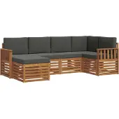 vidaXL Sectionele bankset met kussen 6 pcs Natuurlijk en Antraciet