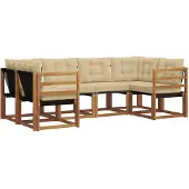 vidaXL Buiten bank set 6 st Natuurlijk en Beige
